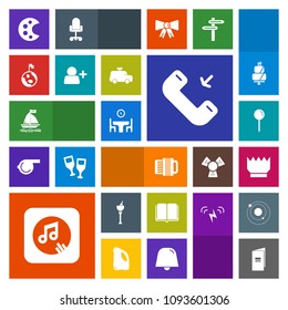 Modern, simple, colorful vector icon set with map, nature, call, art, board, literature, alcohol, music, library, ice, paper, luxury, dinner, planet, drink, pin, book, account, sign, phone, wine icons