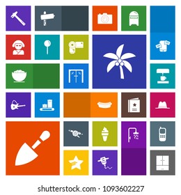 Modern, simple, colorful vector icon set with dish, spanner, food, tropical, palm, nature, tool, hotdog, beautiful, white, handle, military, shovel, summer, kimono, drop, sign, sausage, coffee icons