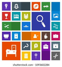 Modern, simple, colorful vector icon set with cut, pictogram, photography, home, fish, wine, departure, salmon, agriculture, sign, location, ufo, pruning, japan, glass, farming, zoom, map, sushi icons