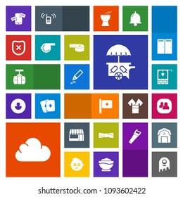 Modern, simple, colorful vector icon set with food, vehicle, nation, well, mobile, social, tie, office, fashion, cream, cloud, transportation, cable, security, monster, grocery, supermarket, sky icons