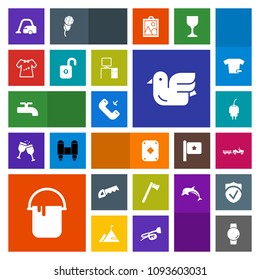 Modern, simple, colorful vector icon set with domestic, housework, work, color, baby, painter, watch, home, animal, power, spanner, sky, interior, construction, wrench, play, gadget, charger icons