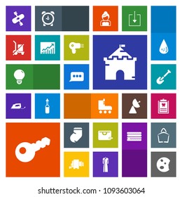 Modern, simple, colorful vector icon set with construction, bag, tool, dentistry, skate, , warm, architecture, message, fun, bulb, winter, chat, activity, skating, river, clothes, doughnut, cake icons