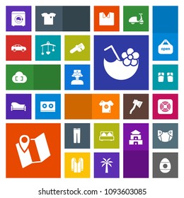 Modern, simple, colorful vector icon set with clothes, wash, kid, trousers, cloud, road, footwear, baby, direction, bed, cocktail, housework, holiday, sign, air, health, care, furniture, summer icons