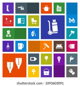 Modern, simple, colorful vector icon set with summer, container, celebration, kayak, hand, delivery, paint, footwear, man, roller, destination, sign, human, people, male, concept, sport, travel icons