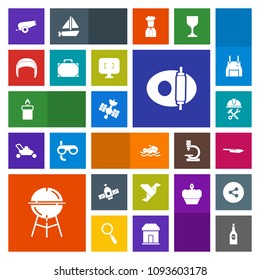 Modern, simple, colorful vector icon set with white, builder, creative, planet, fire, orbit, red, cannon, cooking, construction, drink, bbq, vessel, glass, wax, ship, boat, ocean, art, sea, gun icons
