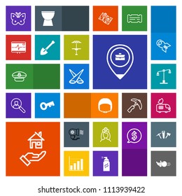 Modern, simple, colorful vector icon set with tv, job, van, property, navy, wing, law, antenna, ball, scene, doctor, electric, helmet, worker, white, nature, estate, captain, female, hair, home icons