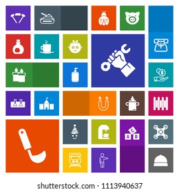 Modern, simple, colorful vector icon set with party, industry, drink, cafe, extreme, fire, wall, protection, builder, clown, investment, foreman, construction, ladle, flame, fence, hat, field icons
