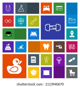 Modern, simple, colorful vector icon set with toy, dentistry, concept, play, field, duck, truck, rubber, protection, creative, science, child, workout, exercise, security, dumper, tipper, baby icons