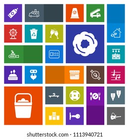 Modern, simple, colorful vector icon set with eye, day, bank, time, ocean, brush, doughnut, care, safe, safety, object, music, casino, water, undersea, lock, schedule, hygiene, sound, marine icons