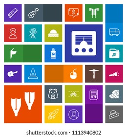 Modern, simple, colorful vector icon set with faucet, underwater, bicycle, wheel, shine, device, animal, clean, lamp, space, antenna, flashlight, wild, bear, spaceship, music, saw, construction icons