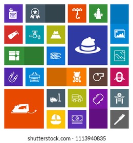 Modern, simple, colorful vector icon set with photography, office, gun, iron, ship, boat, direction, clothing, work, teddy, modern, domestic, box, highway, photo, horizontal, sailboat, housework icons