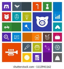 Modern, simple, colorful vector icon set with building, fireplace, style, piglet, christmas, tent, white, clock, vehicle, cake, cooking, home, karaoke, swine, sweet, pie, warm, animal, sound icons