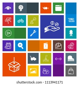 Modern, simple, colorful vector icon set with email, nature, home, sale, hand, lawn, white, hammer, medicine, cooking, mower, kitchen, money, architecture, tool, edible, upload, garden, grass icons