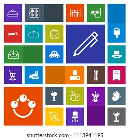 Modern, simple, colorful vector icon set with suitcase, sport, upload, ball, person, download, trip, alcohol, car, human, luggage, education, furniture, toy, child, pen, travel, bag, drink, lamp icons