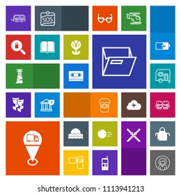 Modern, simple, colorful vector icon set with face, beacon, boxing, tape, transport, travel, paper, folder, vehicle, music, sun, ball, sport, sea, fight, glove, bowling, girl, transportation icons