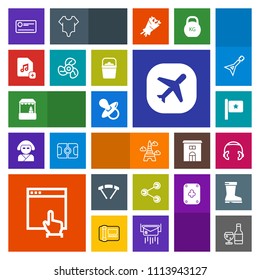 Modern, simple, colorful vector icon set with red, parachuting, airplane, alcohol, national, equipment, audio, france, payment, extreme, baby, jump, kid, shop, parachute, eiffel, landmark, mouse icons