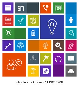 Modern, simple, colorful vector icon set with paddle, boat, sun, gas, bulb, light, online, energy, folder, travel, appliance, map, communication, electricity, sunset, sign, place, idea, camera icons