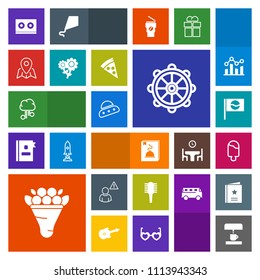 Modern, simple, colorful vector icon set with decoration, casette, flower, beauty, japanese, food, travel, network, coffee, communication, online, map, technology, asia, pin, helm, floral, menu icons
