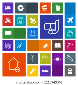 Modern, simple, colorful vector icon set with apartment, home, bag, train, sale, pin, erase, space, transportation, retail, cosmonaut, snorkel, education, bath, hot, van, white, chalk, spacesuit icons