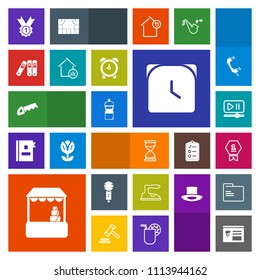 Modern, simple, colorful vector icon set with cleaner, clothes, hour, office, winner, sand, button, voice, property, file, ironing, watch, karaoke, folder, interface, market, menu, music, song icons