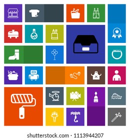 Modern, simple, colorful vector icon set with air, wizard, boot, tool, magic, business, smart, footwear, document, fan, man, gadget, folder, white, projection, roll, data, transportation, map icons
