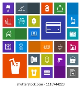 Modern, simple, colorful vector icon set with table, market, technology, banking, sweet, boxing, supermarket, interior, gasoline, television, debit, cold, juice, architecture, card, lamp, phone icons
