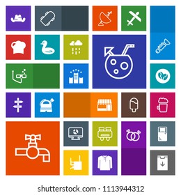 Modern, simple, colorful vector icon set with vision, pub, mask, tap, coffee, hotel, caffeine, market, supermarket, summer, chef, download, bathroom, glass, headwear, search, sign, infographic icons
