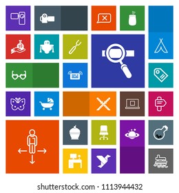 Modern, simple, colorful vector icon set with chair, way, samurai, food, retro, armchair, movie, price, boat, business, vessel, label, sword, dessert, video, sunglasses, sea, laptop, sale, tag icons