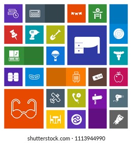 Modern, simple, colorful vector icon set with desk, apple, sausage, bank, food, support, airplane, flight, musical, cash, bag, baggage, hotdog, business, aircraft, bouquet, travel, meat, jump icons