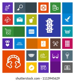 Modern, simple, colorful vector icon set with traffic, satellite, chocolate, market, spy, bar, global, cart, vision, call, music, lamp, watermelon, technology, hamburger, friction, tape, buy icons