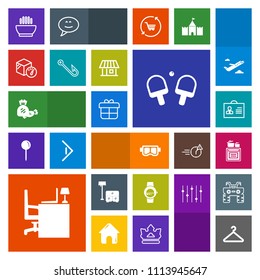Modern, simple, colorful vector icon set with hot, furniture, candy, desk, kitchen, gadget, sweet, table, fashion, tennis, person, female, time, profile, food, gift, holiday, water, sea, bed icons