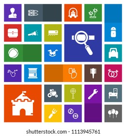 Modern, simple, colorful vector icon set with fire, romance, farm, avatar, decoration, toy, castle, celebration, field, engagement, ball, medieval, delete, vehicle, tower, fan, account, diamond icons