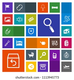 Modern, simple, colorful vector icon set with closed, security, order, gardening, field, magnetic, baby, can, glass, travel, protection, pole, delivery, child, return, kid, housework, shipping icons