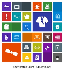 Modern, simple, colorful vector icon set with bottle, bun, fashion, lettuce, sign, communication, liquid, business, hat, real, jacket, burger, bow, internet, water, bag, hamburger, airport, sale icons