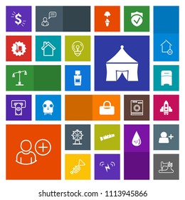 Modern, simple, colorful vector icon set with machine, space, tent, usd, law, bedroom, bag, spaceship, judge, delivery, home, furniture, double, musical, mobile, telephone, balance, user, sport icons