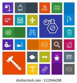 Modern, simple, colorful vector icon set with style, extreme, security, beauty, message, increase, garbage, bubble, home, lock, hot, teapot, atv, glasses, tool, drink, bank, can, trash, real icons