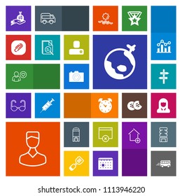 Modern, simple, colorful vector icon set with photographer, money, time, business, bus, online, woman, photography, young, plane, clip, hour, technology, paperclip, alarm, travel, human, photo icons