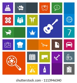 Modern, simple, colorful vector icon set with time, equipment, hammer, food, search, wrench, dessert, astronomy, seat, musical, business, spanner, vehicle, fitness, universe, baby, guitar, sweet icons