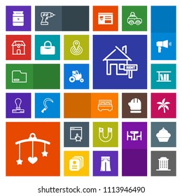 Modern, simple, colorful vector icon set with bodybuilding, mouse, tractor, city, science, rent, agricultural, building, newborn, internet, baby, sport, architecture, pole, tropical, magnetic icons