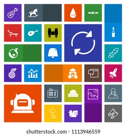 Modern, simple, colorful vector icon set with seat, wireless, guitar, space, sunrise, notification, travel, signal, launch, light, blade, communication, sign, musical, culture, watch, antenna icons