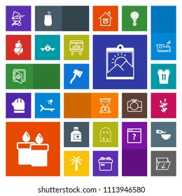 Modern, simple, colorful vector icon set with time, sport, care, banking, timer, frame, game, hygiene, plant, shirt, mouthwash, rubbish, meat, trash, horror, picture, barbecue, safe, harvest icons