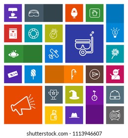 Modern, simple, colorful vector icon set with bathroom, loudspeaker, food, mask, summer, hygiene, speaker, aircraft, candy, nature, award, samurai, hat, space, airplane, japan, voice, success icons