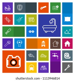 Modern, simple, colorful vector icon set with graph, real, estate, water, shiny, wrench, style, military, photo, bomb, interior, white, chart, sunglasses, tool, technology, camera, nuclear, ship icons