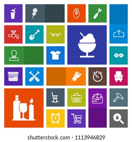 Modern, simple, colorful vector icon set with hippie, store, sunglasses, armchair, beverage, fashion, internet, shovel, faucet, sink, cup, clothing, shop, wine, style, female, icecream, white icons