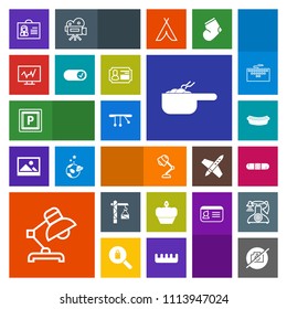 Modern, simple, colorful vector icon set with diagnostic, hammer, dessert, meal, saw, street, pot, medical, woman, person, sausage, camera, lamp, , no, internet, transport, female, sweet, table icons