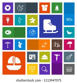 Modern, simple, colorful vector icon set with headwear, sea, phone, curtain, night, mail, fashion, vessel, house, animal, sky, shirt, winter, mailbox, clothes, wildlife, birdhouse, style, nature icons