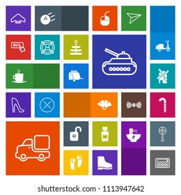 Modern, simple, colorful vector icon set with mill, parachuting, truck, sky, sensu, sweet, traditional, vehicle, lollipop, cappuccino, tank, parachute, calculator, transportation, fan, cup, food icons