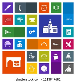 Modern, simple, colorful vector icon set with key, igloo, office, snow, space, coffee, architecture, businessman, tourism, ice, home, business, glasses, document, meeting, stationery, table, pen icons