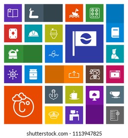 Modern, simple, colorful vector icon set with asia, fahrenheit, travel, restaurant, temperature, sea, surfing, surfer, nautical, download, japan, business, cappuccino, ocean, play, poker, surf icons