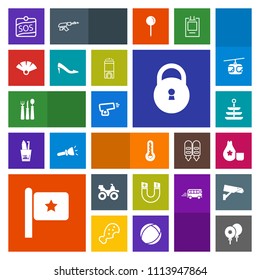 Modern, simple, colorful vector icon set with label, sign, weapon, fashion, science, quad, extreme, thermometer, bike, sos, war, sensu, nation, spoon, sake, hotel, pole, fork, dirt, dinner, shoe icons